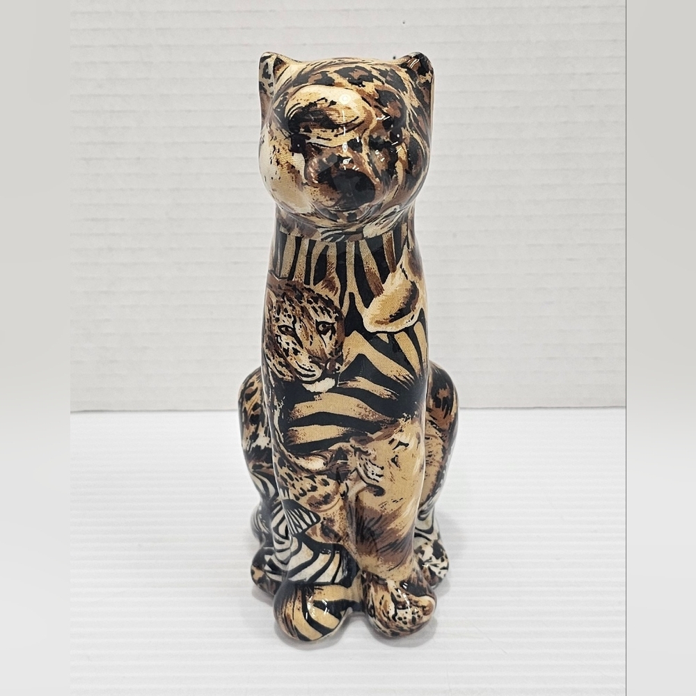 La Vie Safari Resin Decopage Patchwork Animal Print Cheetah Black & Gold Pattern